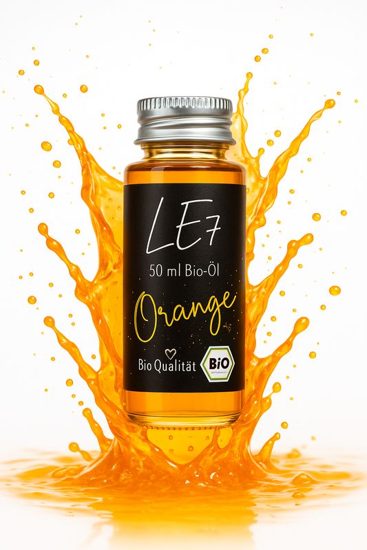 LE7 Premium Bio Orangen Duftöl – 50ml Naturreines Bio Duftöl & Parfümnachfüllung – Für Diffuser, Aromatherapie & mehr – Zertifiziert, langanhaltend bis 6 Monate & intensiv duftend