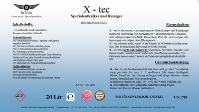 X - tec Spezialentkalker und Reiniger  Kunststoffkanister 20 Ltr.