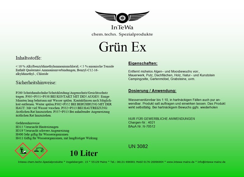 Grün Ex Grünbelagsentferner 10 Ltr. Kunststoffkanister