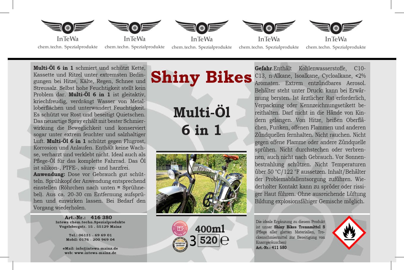 Shiny Bikes Multi Öl 6 in 1 400 ml