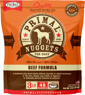 Primal Beef Formula Nuggets Frozen Raw 3lb