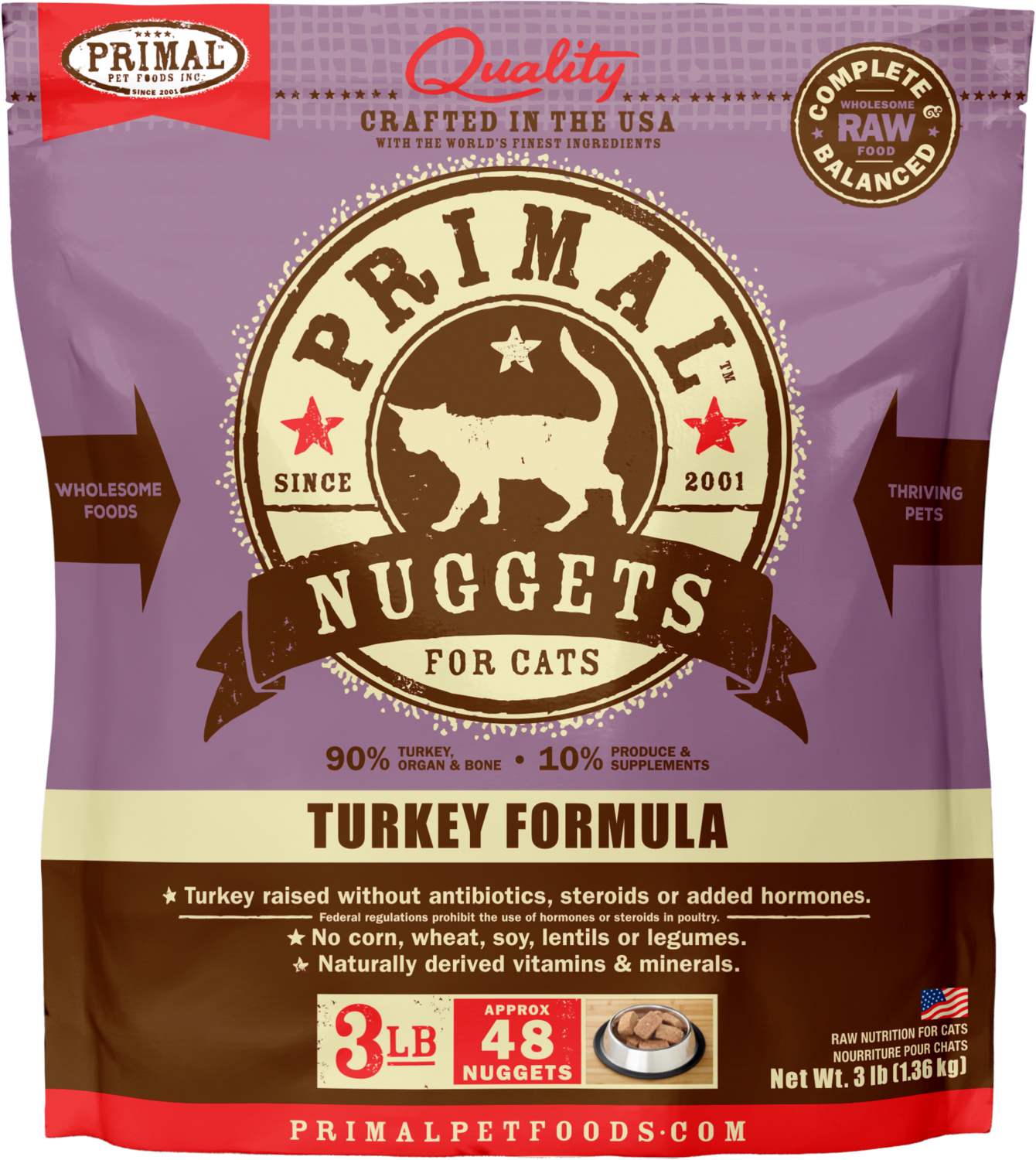 Primal Turkey Formula Nuggets Frozen Raw 3lb