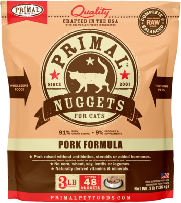 Primal Pork Formula Nuggets Cat Frozen Raw 3lb