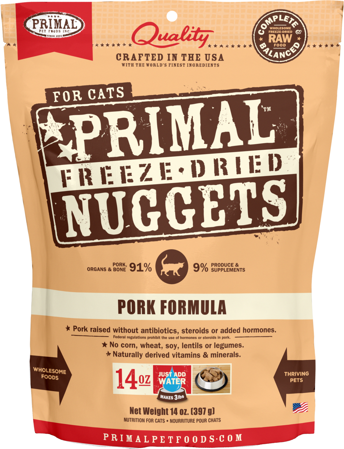 Primal Pork Formula Nuggets Cat Freeze-Dried Raw 14oz