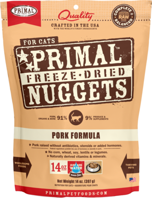 Primal Pork Formula Nuggets Cat Freeze-Dried Raw 14oz