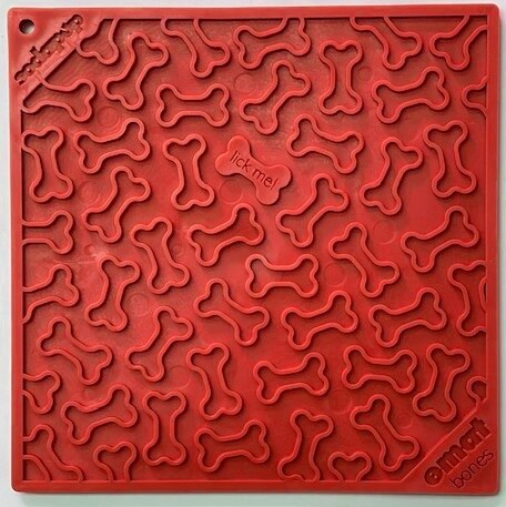 SodaPup emat Bones Design Enrichment Lick Mat, Color: Red