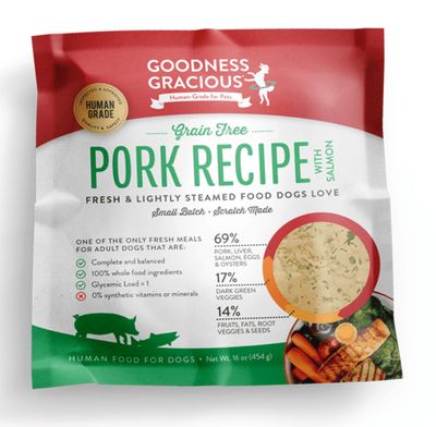 Goodness Gracious Gently Cooked Grain Pork with Salmon Recipe for Dogs 16oz