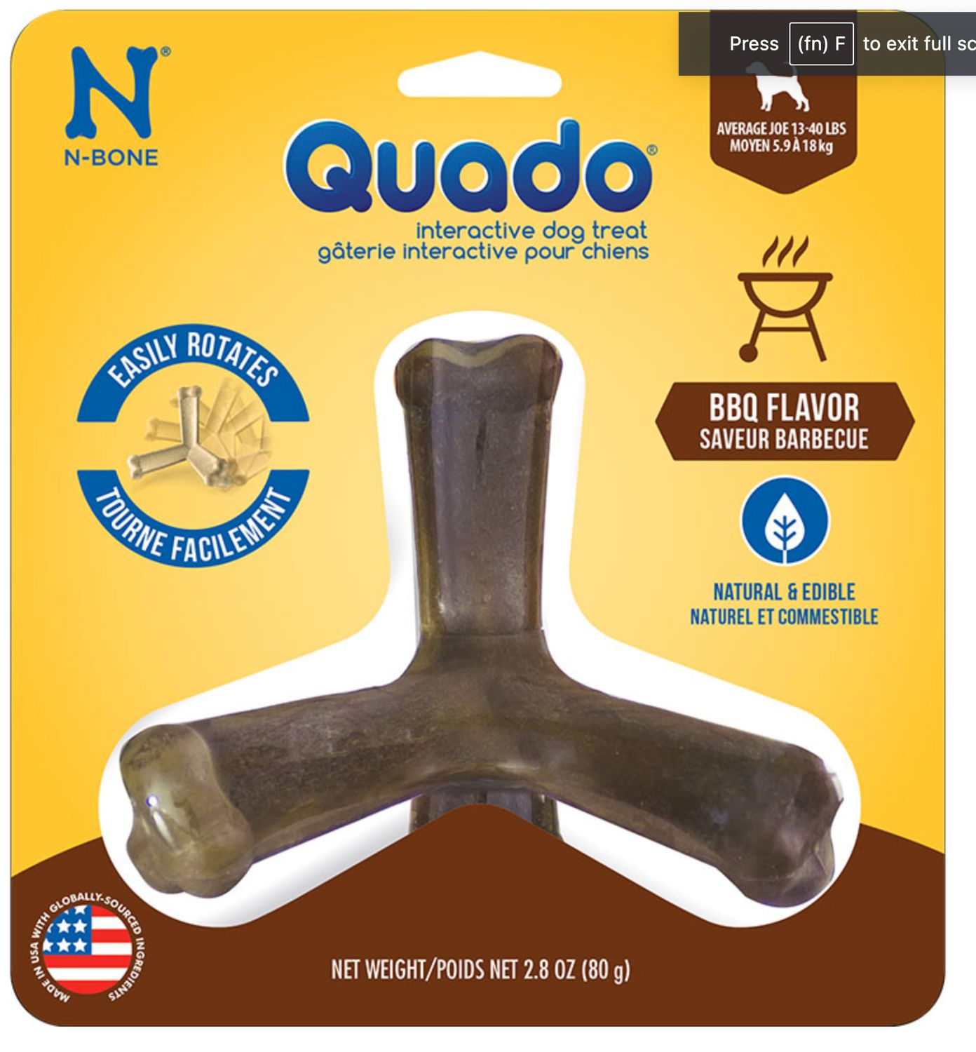 N-Bone Quado BBQ Flavored Chew, Size: Medium