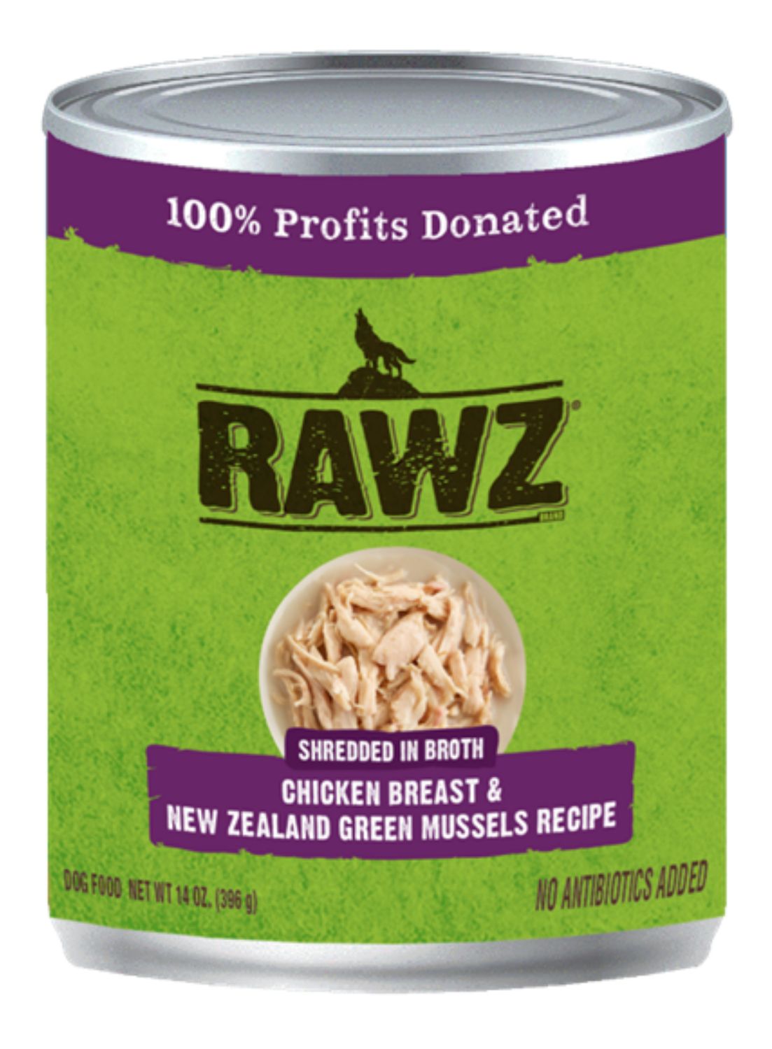 RAWZ Shredded in Broth Chicken Breast &amp; New Zealand Green Mussels 10oz
