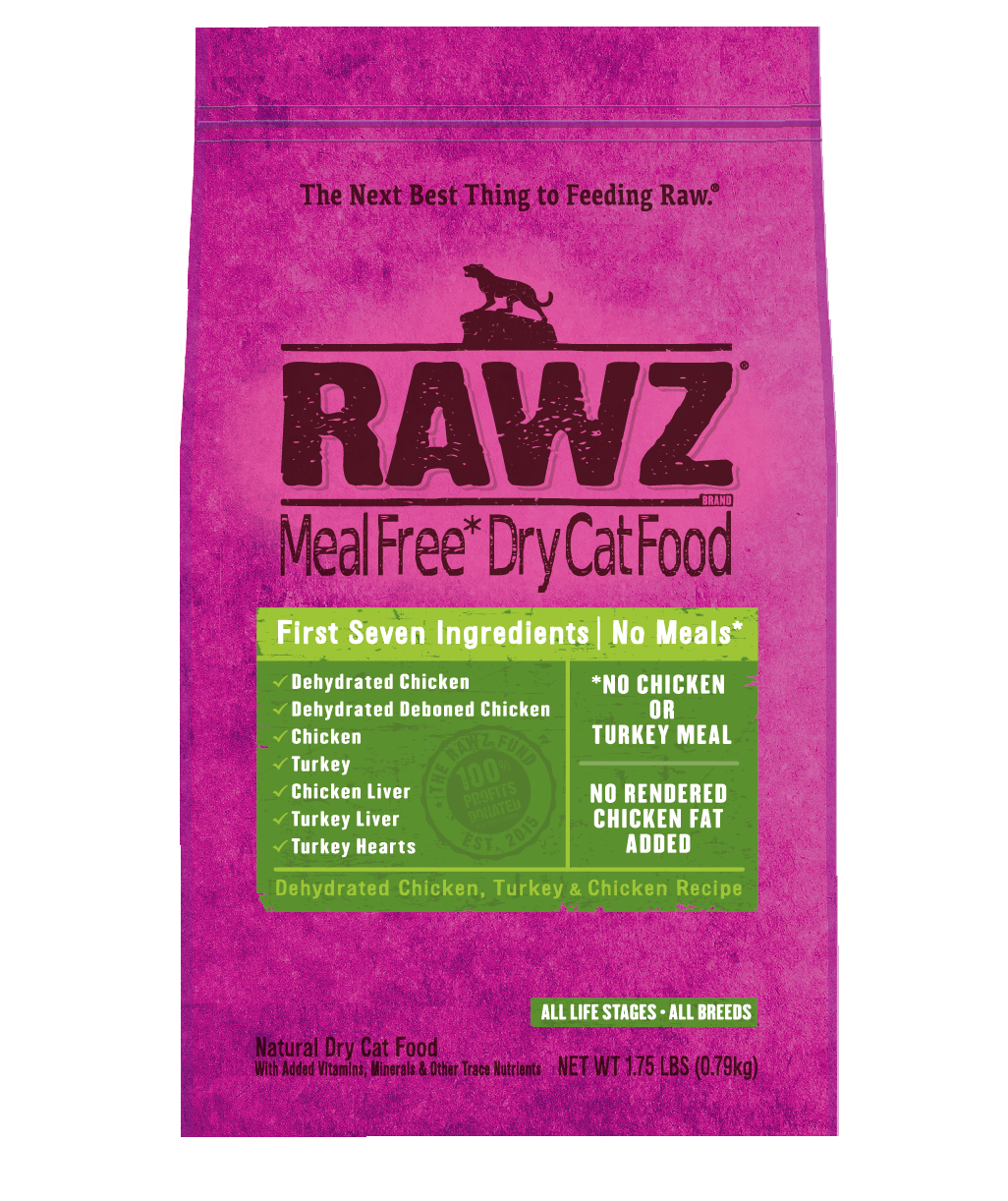 RAWZ Cat Meal Free Dehydrated Chicken, Turkey &amp; Chicken Recipe