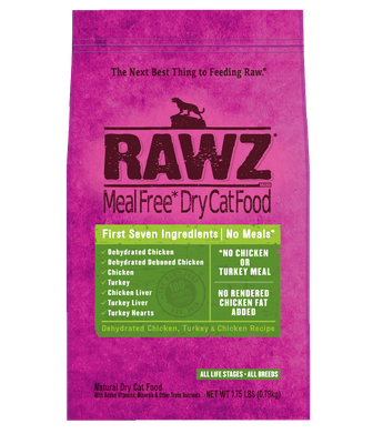 RAWZ Cat Meal Free Dehydrated Chicken, Turkey &amp; Chicken Recipe
