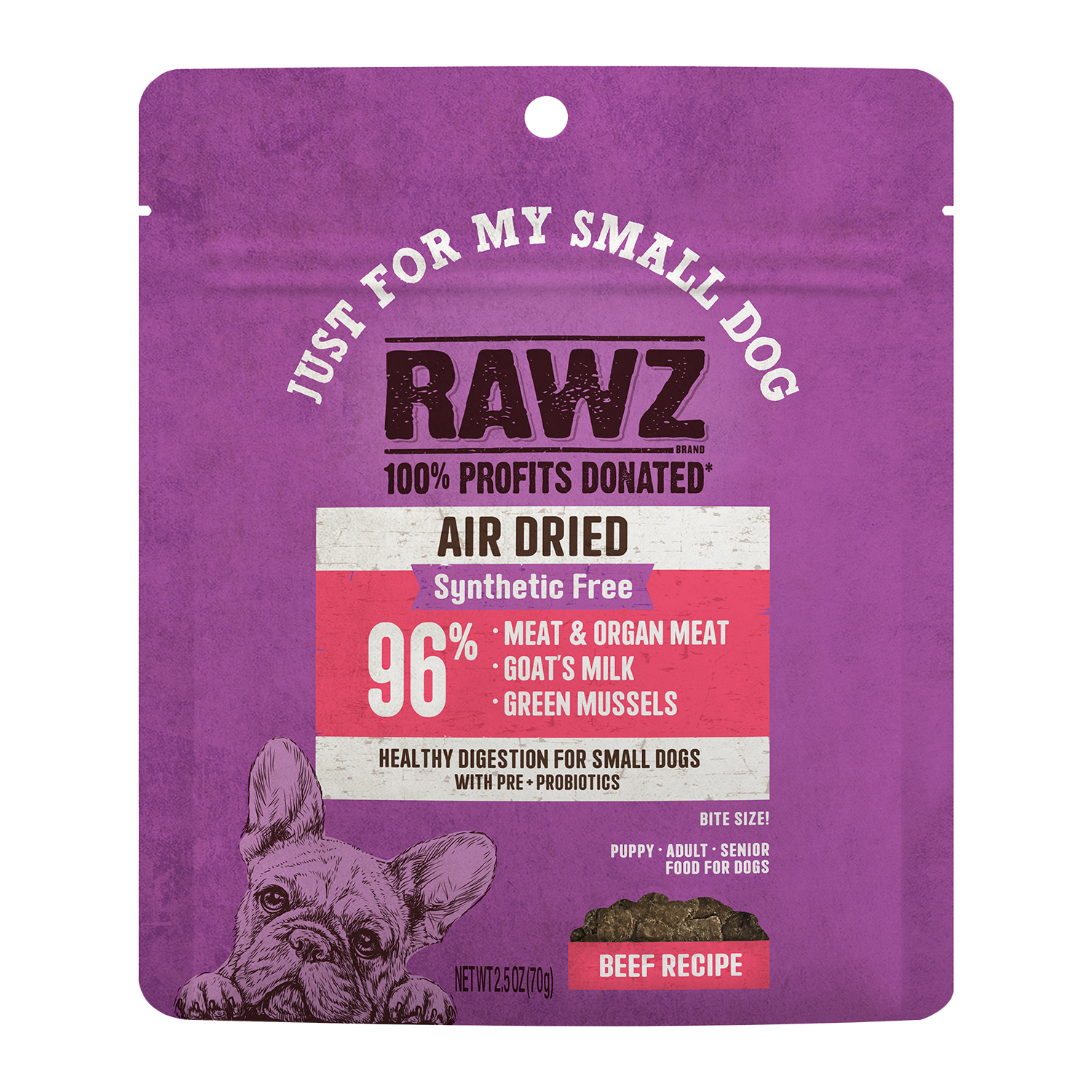 RAWZ Air Dried "Just for My Small Dog" Beef Recipe, Size: 2.5oz