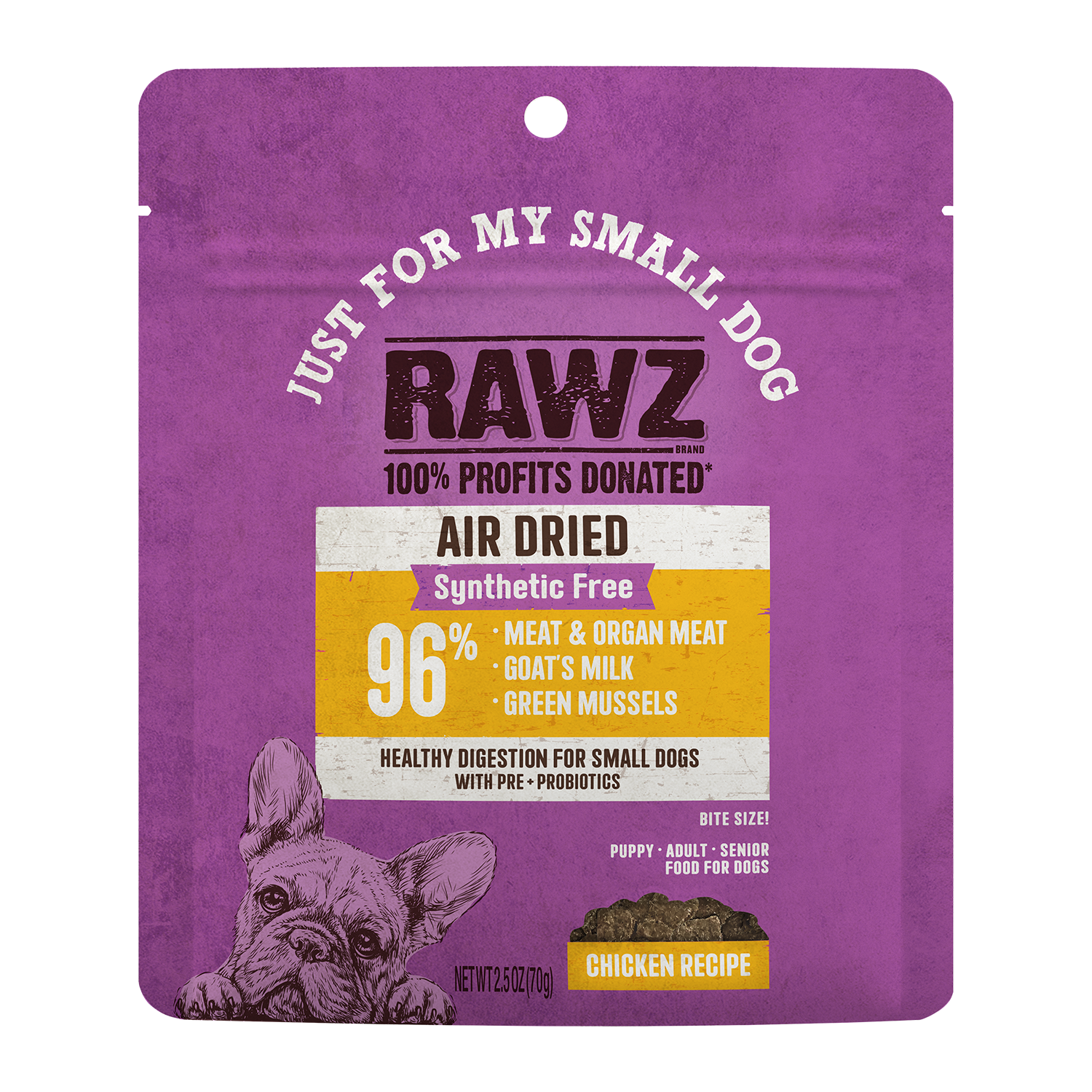 RAWZ Air Dried "Just for My Small Dog" Chicken Recipe, Size: 2.5oz