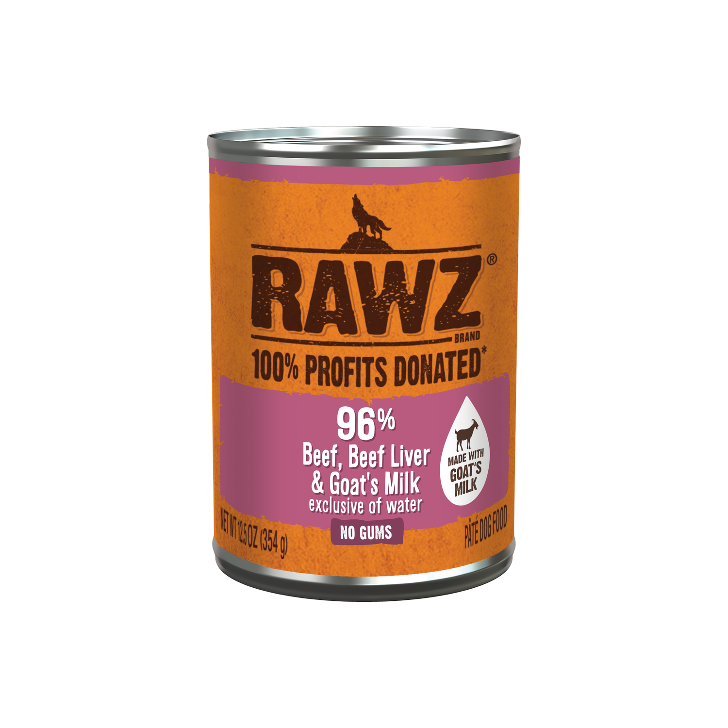 RAWZ 96% Beef, Beef Liver &amp; Goat's Milk Pâté Canned Dog Food 12.5 oz