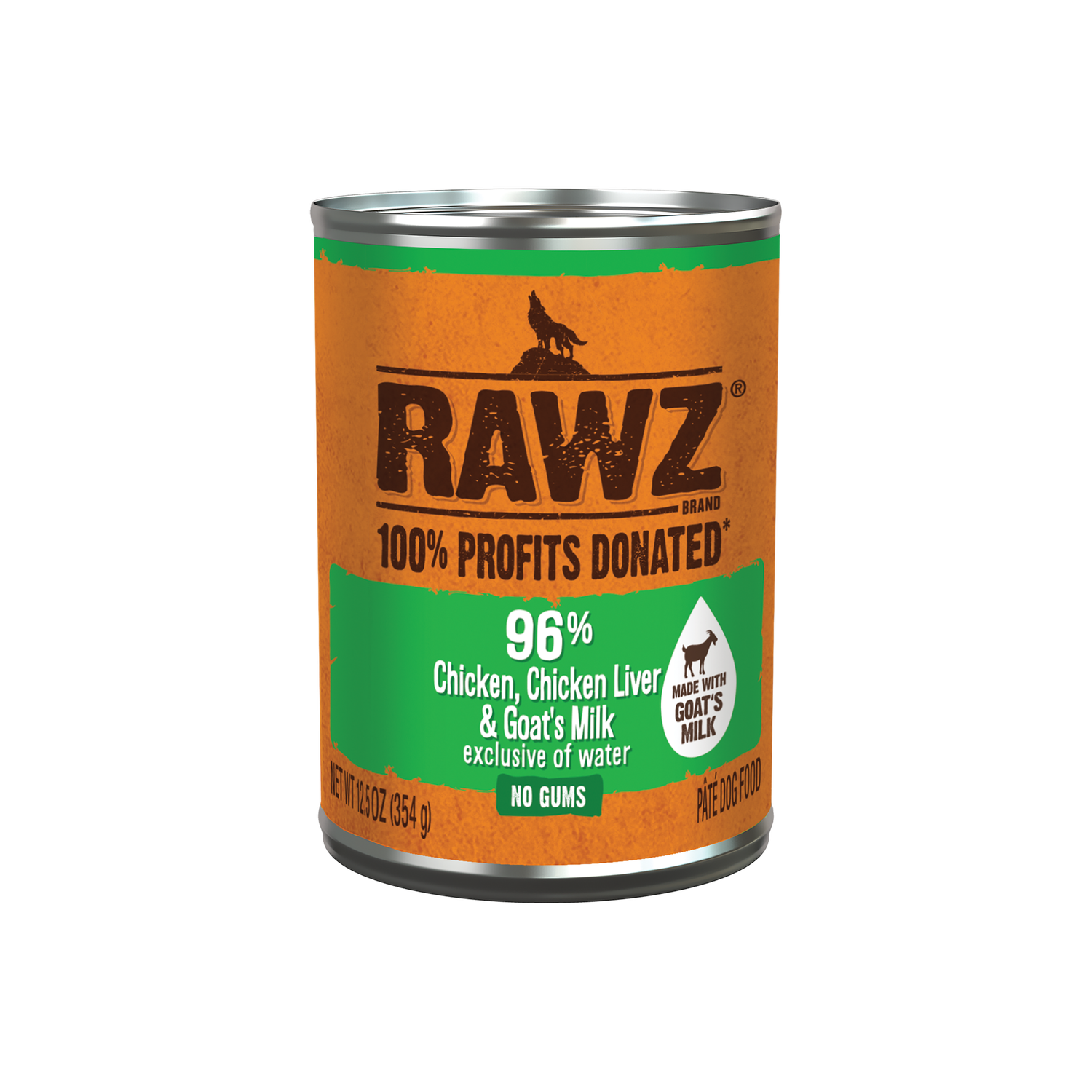 RAWZ 96% Chicken, Chicken Liver &amp; Goat's Milk Pâté Canned Dog Food 12.5 oz