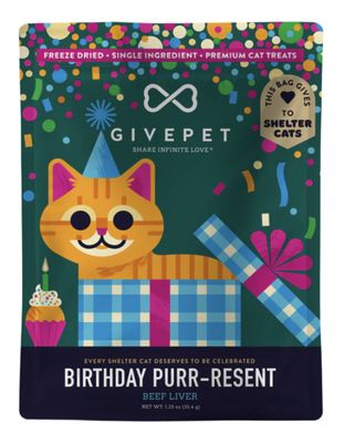 GivePet Birthday Purr-Resent Freeze-Dried Beef Liver 1.25oz