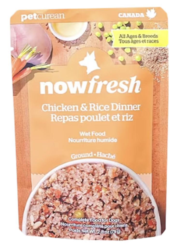 Petcurean Now Fresh Ground Chicken &amp; Rice  Wet Dog Food Pouch 2.8oz