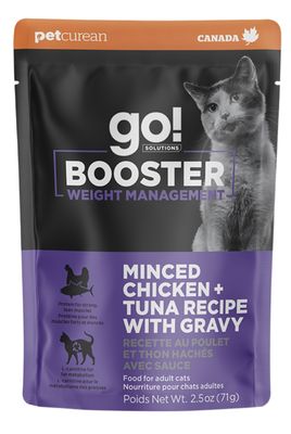 Petcurean Go! Booster Weight Management Minced Chicken + Tuna With Gravy 2.5oz