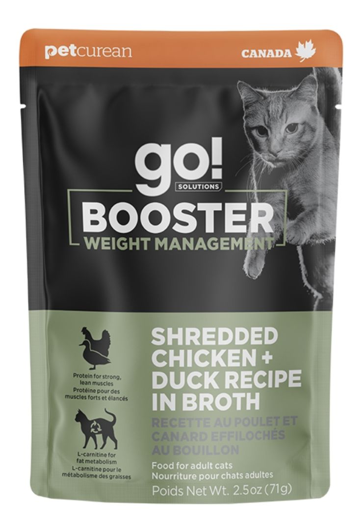 Petcurean Go! Booster Weight Management Shredded Chicken + Duck Recipe In Broth 2.5oz