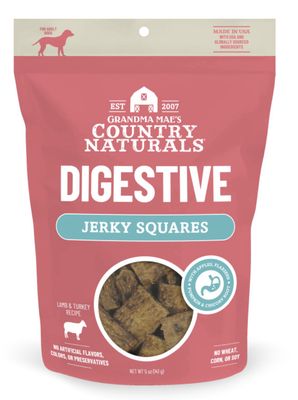 Grandma Mae's Country Naturals Jerky Squares Dog Treats Digestive Support 5oz