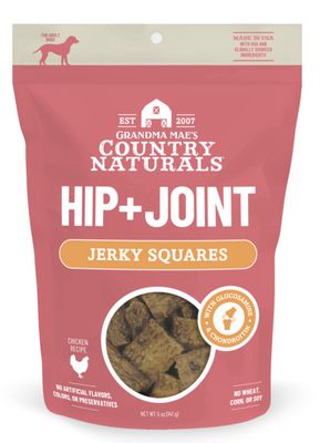 Grandma Mae's Country Naturals Jerky Squares Dog Treats Hip &amp; Joint Support 5oz