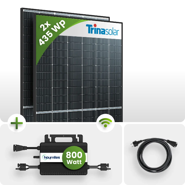 Balkonkraftwerk Set 870Wp 2x435Wp Trina Solar Modul HMS-800W-2T Wechselrichter Bifazial