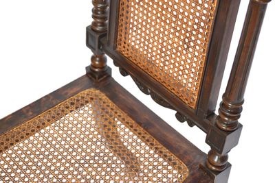 Gründerzeit Muschel-Säule-Stuhl um 1880 im wohnfertigen Zustand- teilrestauriert - mit sehr gut erhaltenem Achteckgeflecht