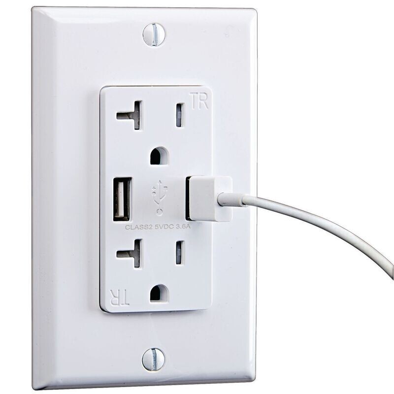 20 Amp 125v 2 USB Rapid Charging Outlet