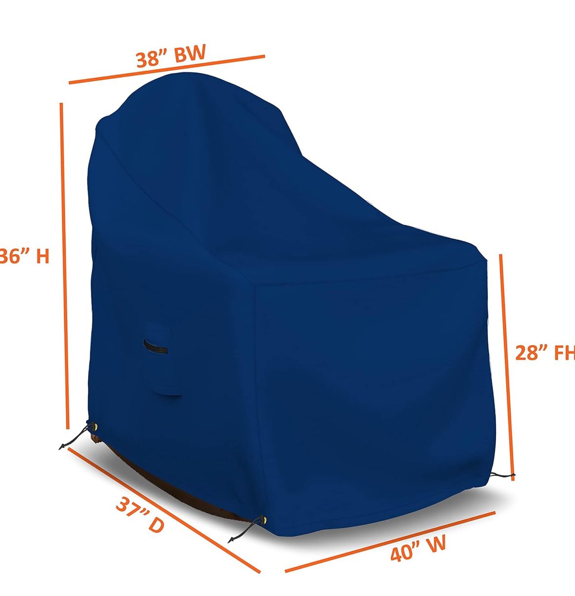 Adirondack Chair Cover 18 Oz - 100% Weather Resistant PVC Coated Patio Furniture Cover with Air Pocket and Drawstring for Snug Fit (40 W x 37 D x 36 H, Blue)