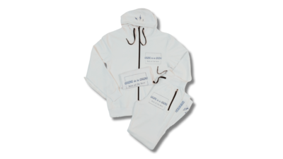 White and royal blue BLACK LIGHTNING comfort jogger suit