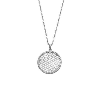 Silberhalskette Blume des Lebens groß