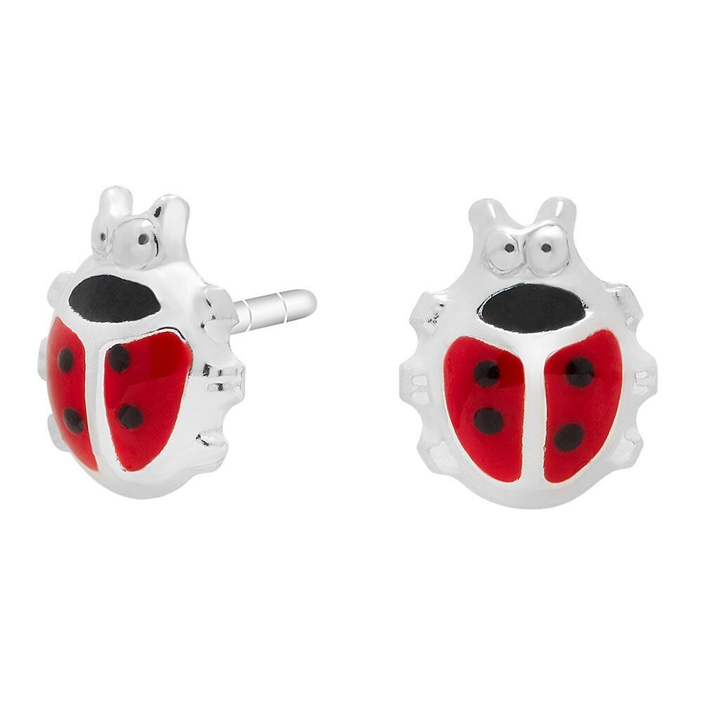 Silberohrring mit Marienkäfer
