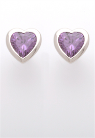 Kinderohrring mit Herz-Motiv lila