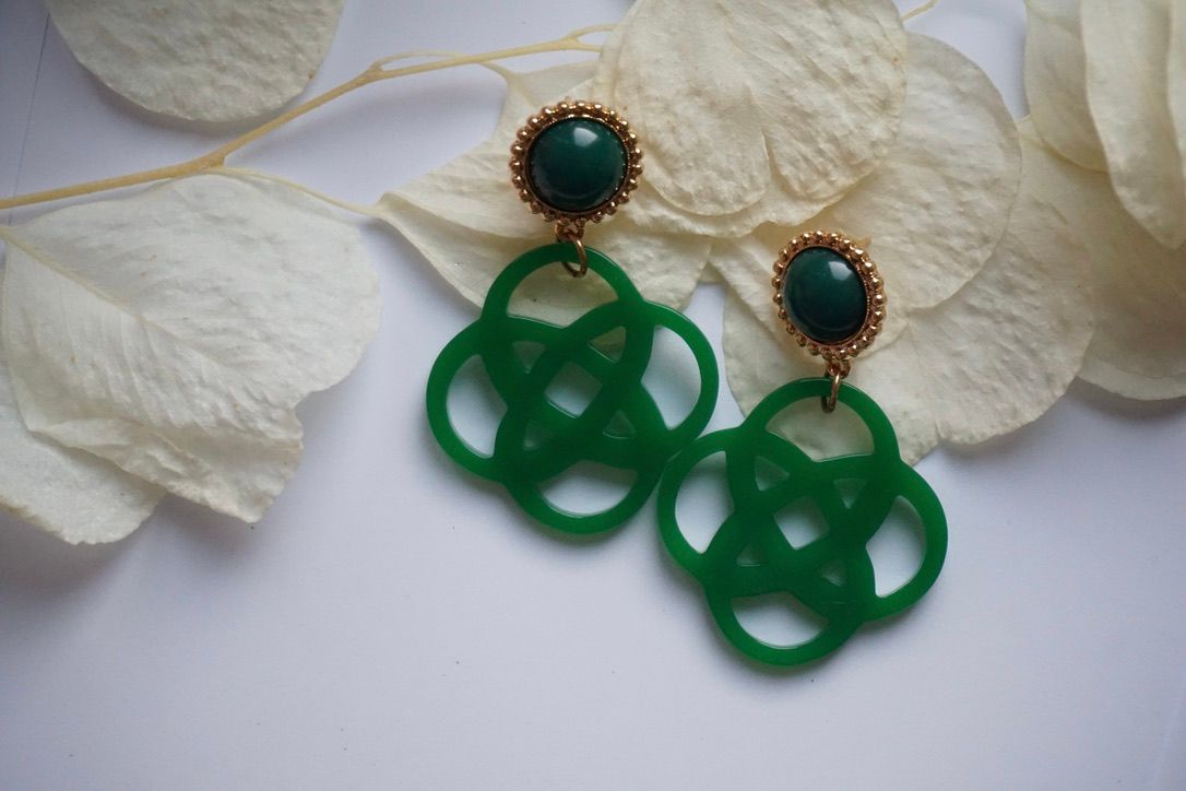 JustWin Ohrring Knoten Laser Cut (grün)