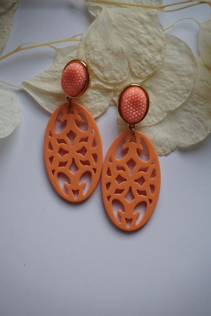 JustWin Ohrring Laser-Cut Oval (koralle)