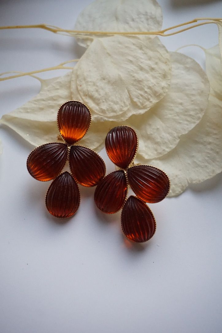 JustWin Ohrring 4er Acryl-Cluster (bernstein)