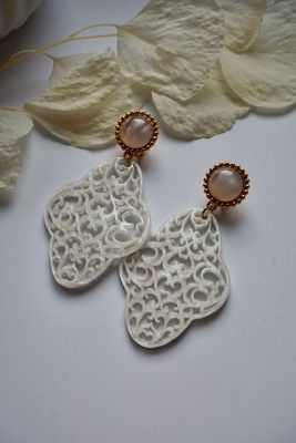 JustWin Ohrring Acryl groß - weiß