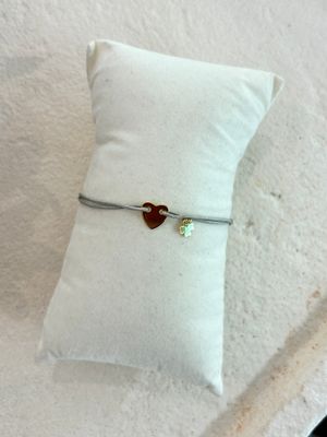 LUCKY CHAIN Stoffarmband Herz klein (grau)