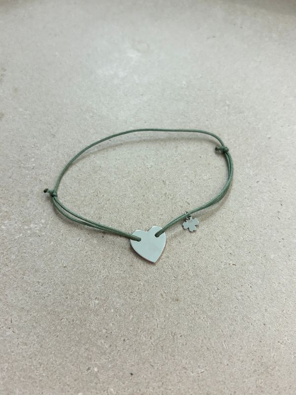 LUCKY CHAIN Stoffarmband Herz groß (grün)