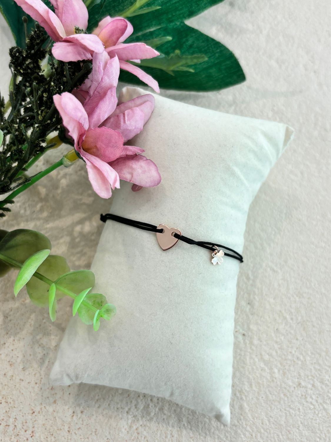 LUCKY CHAIN Stoffarmband Herz klein (schwarz)