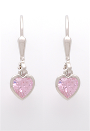 Kinderohrring mit Herz-Anhänger rosa