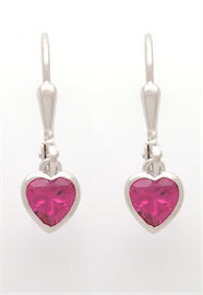 Kinderohrring mit Herz-Anhänger pink
