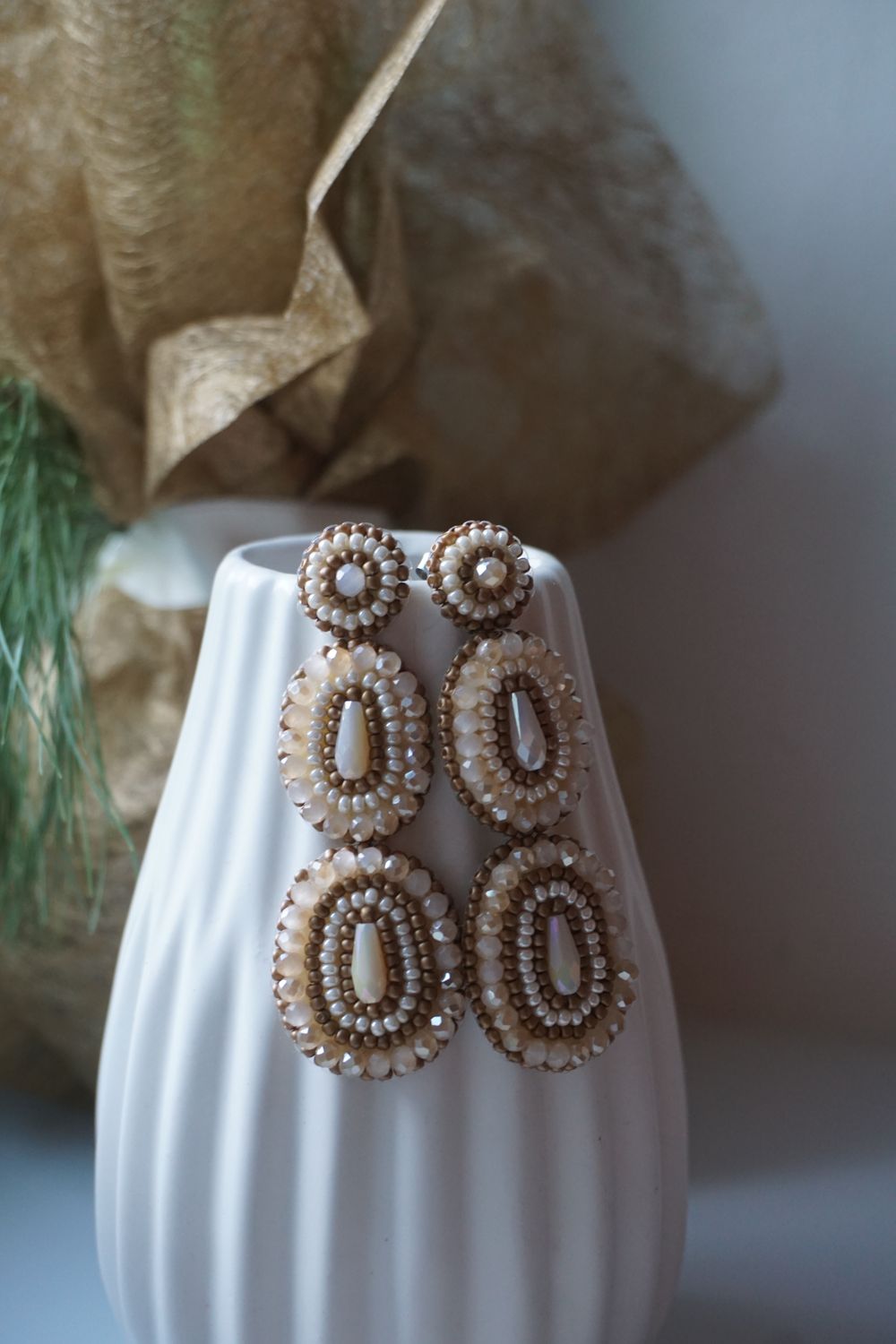 PAULIE POCKET Ella Glanz Ohrringe (beige)