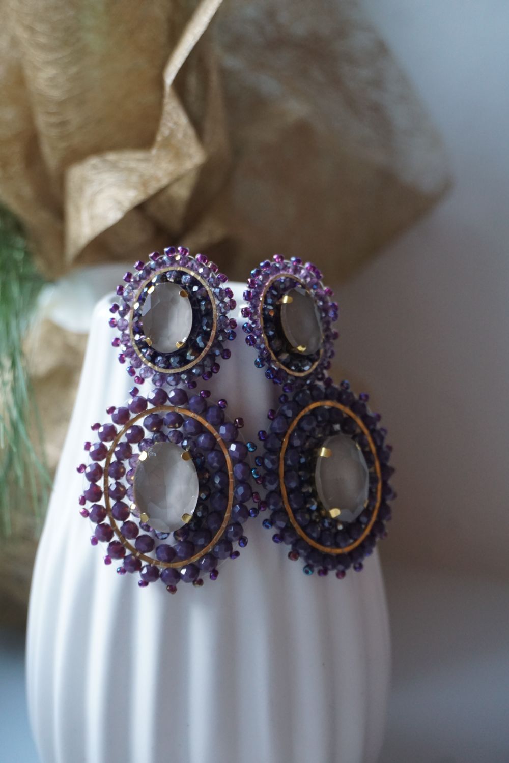 PAULIE POCKET Doppelte Luna Ohrringe (lila)