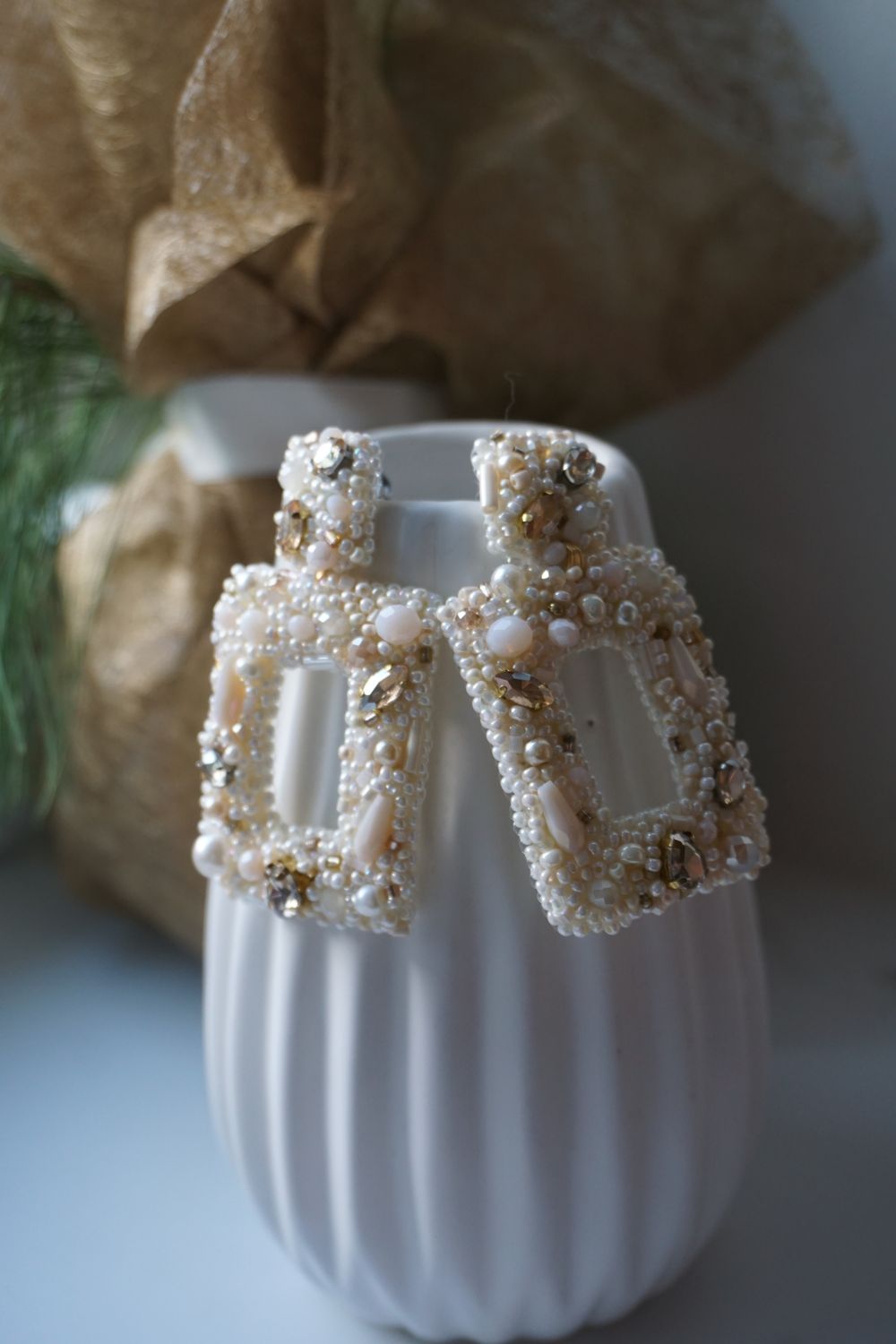 PAULIE POCKET Classic Shimmer Ohrringe (beige)