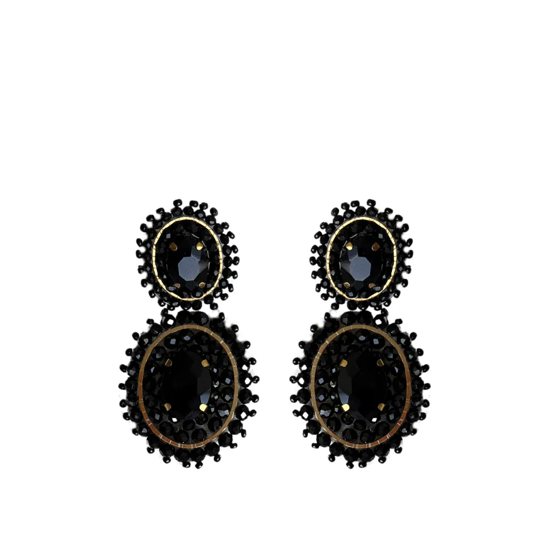 PAULIE POCKET Doppelte Luna Ohrring (schwarz)