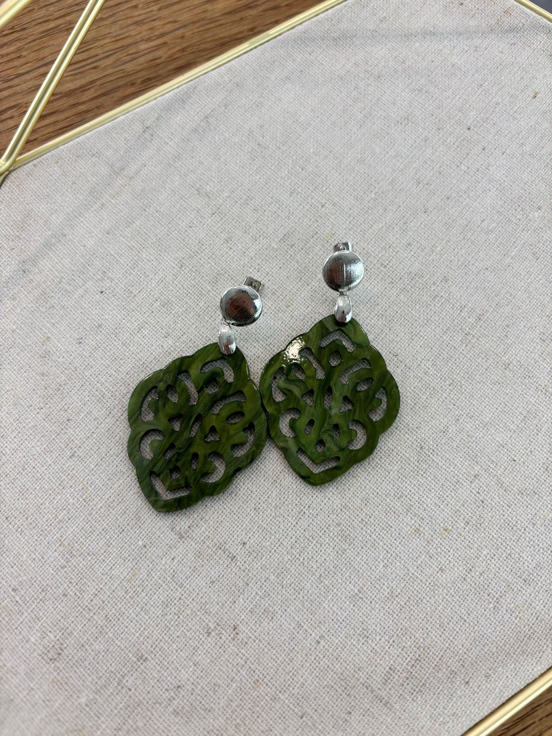 JoJo Jewelry Ohrring Barrock (oliv/silber)