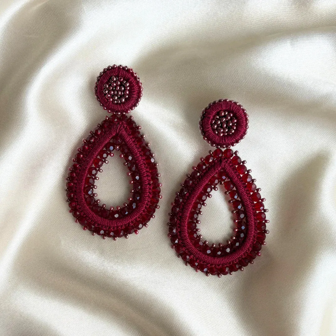 PAULIE POCKET Drops Tarah Ohrring (Burgunder)