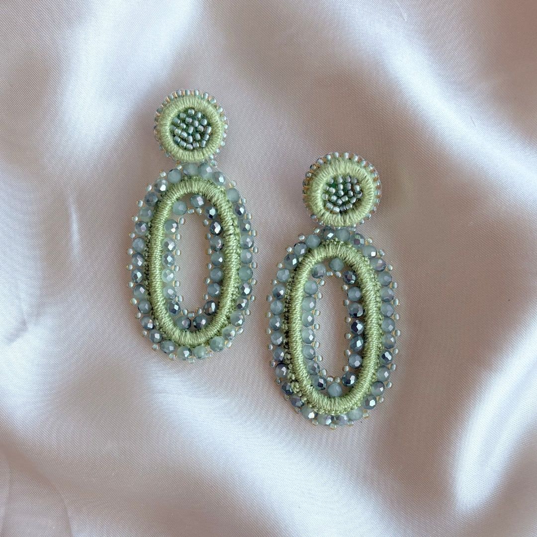 PAULIE POCKET Tarah Ohrring Oval (hellgrün)