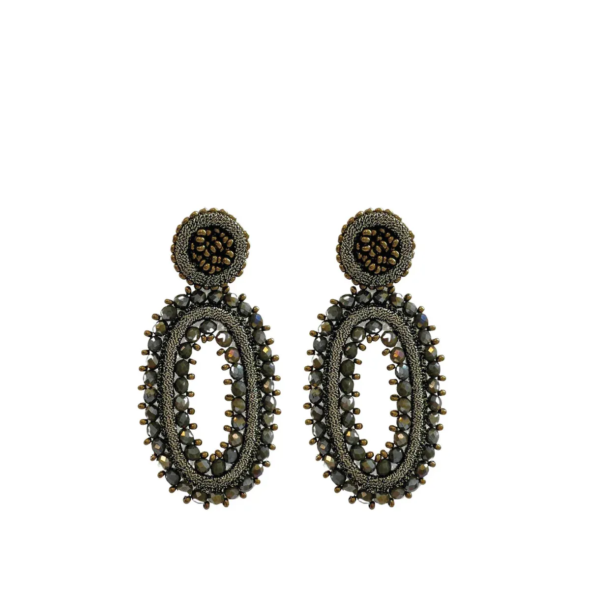 PAULIE POCKET Tarah Ohrring Oval (olivgrün)